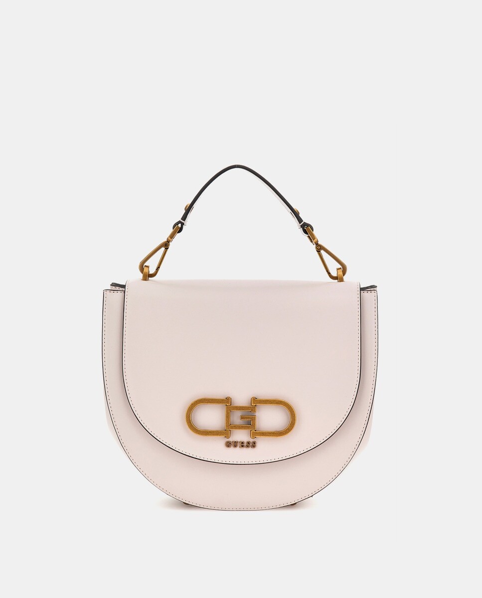 

Сумка Fleet среднего размера, гладкая, натурального цвета, с клапаном Guess