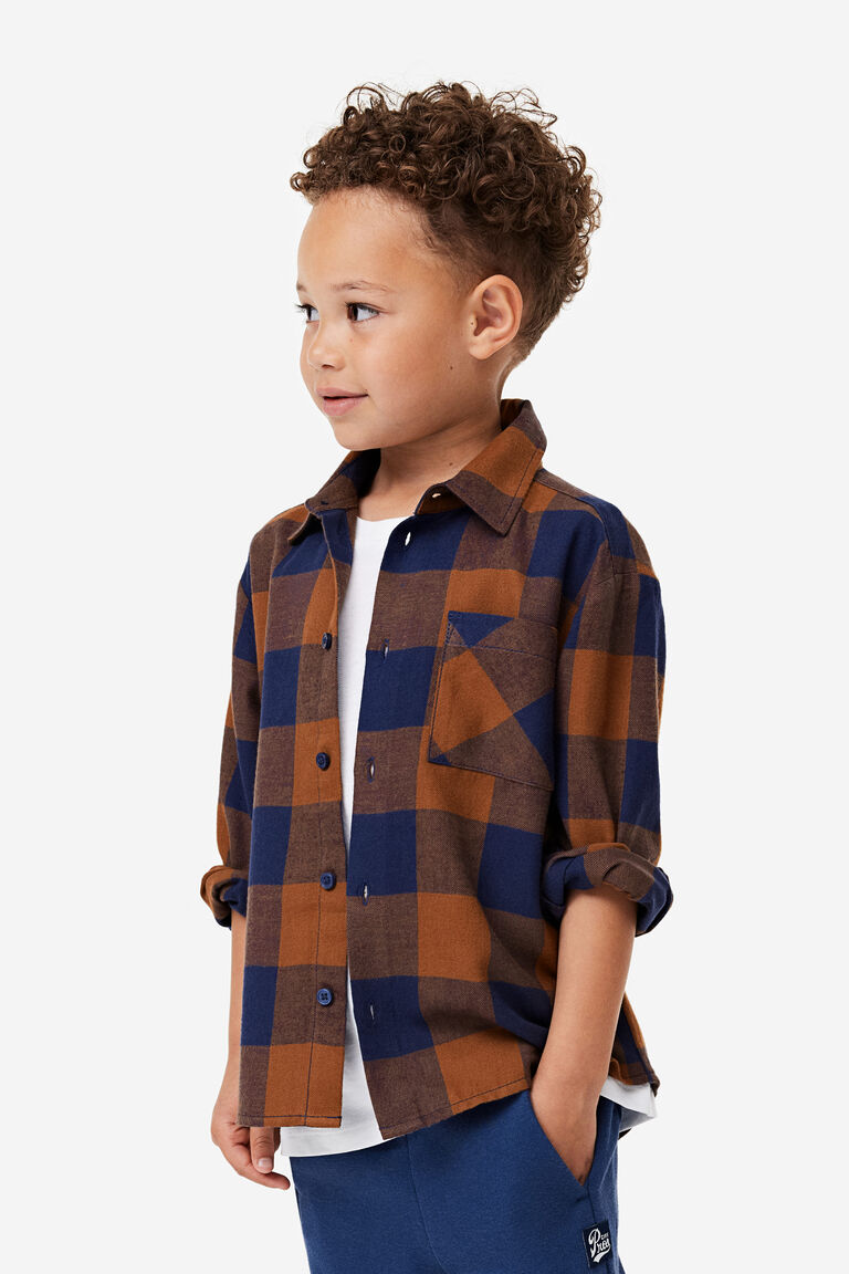 Рубашка из хлопковой фланели H&M, коричневый