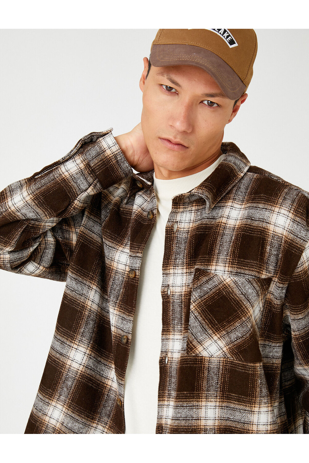 

Рубашка Lumberjack с карманом и классическим воротником с длинными рукавами Koton, коричневый