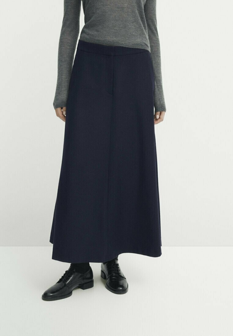 

Юбка макси BLEND FLARED Massimo Dutti, сине-черный деним