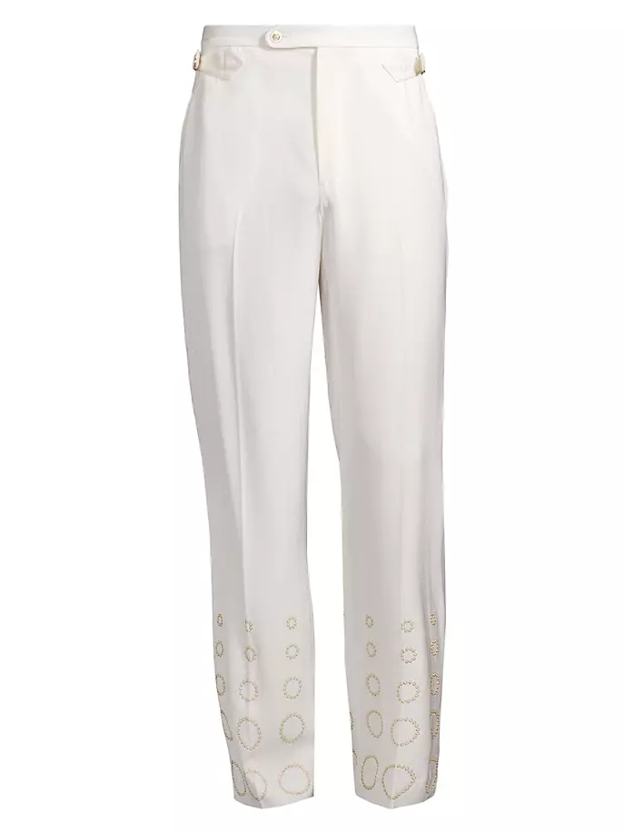 

Прямые брюки с жемчужной аппликацией For The Peace Casablanca, цвет off white