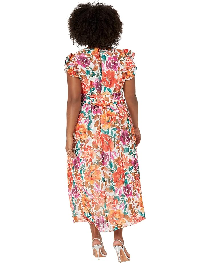 Платье Maggy London Plus Size Maxi with Ruffle Sleeves, цвет Soft White/Coral цена и фото