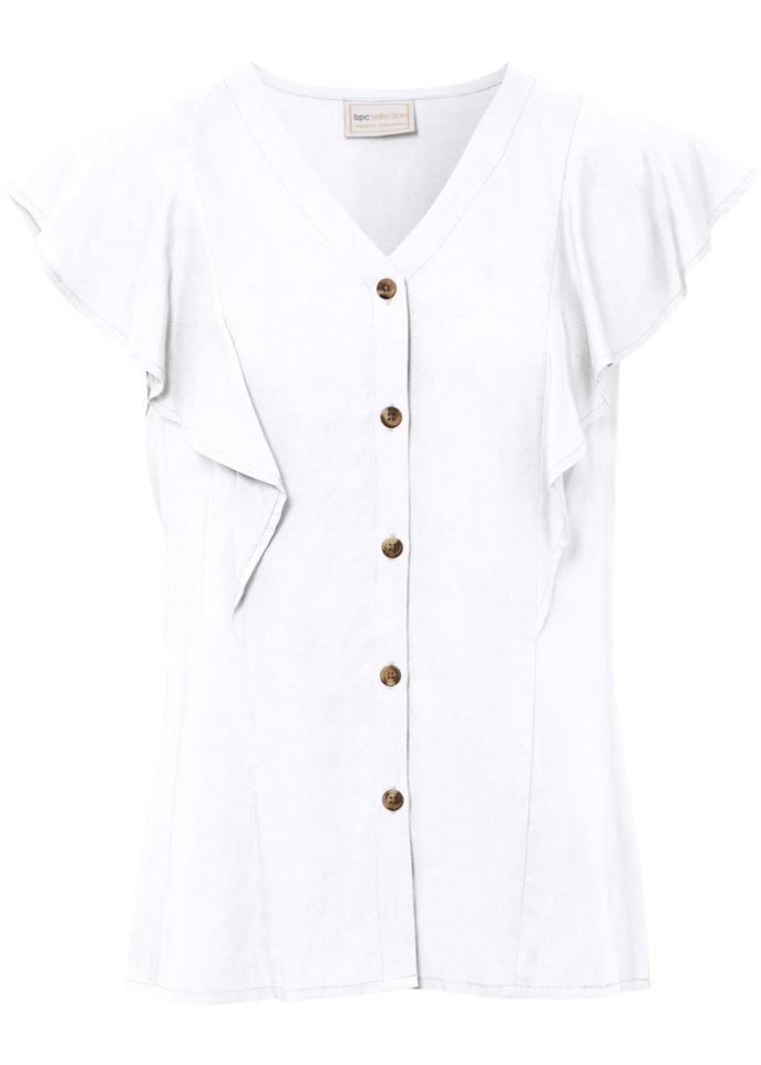 Блуза с воланами на рукавах Bpc Selection, белый