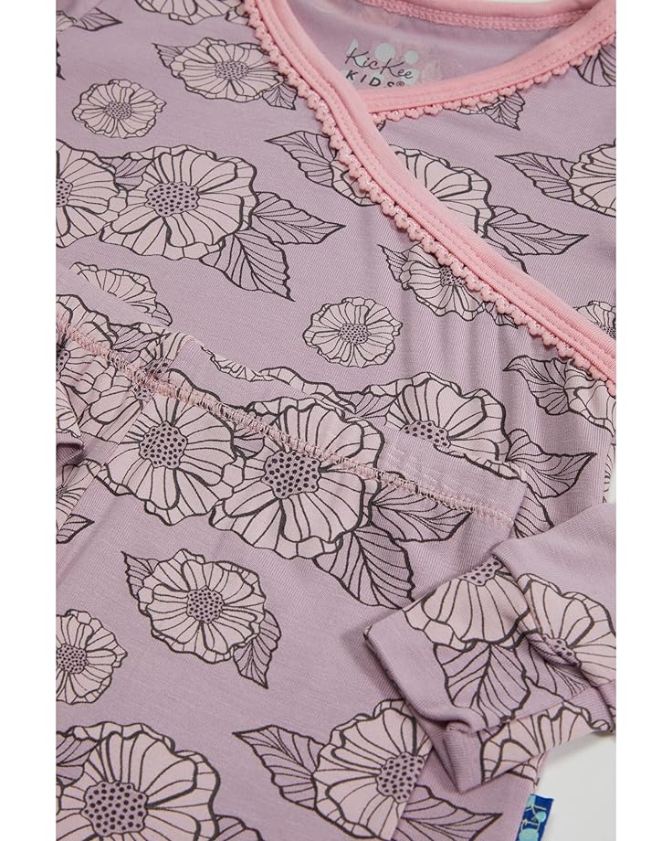 Пижамный комплект Kickee Pants Long Sleeve Scallop Kimono Pajama Set, цвет Sweet Pea Poppies