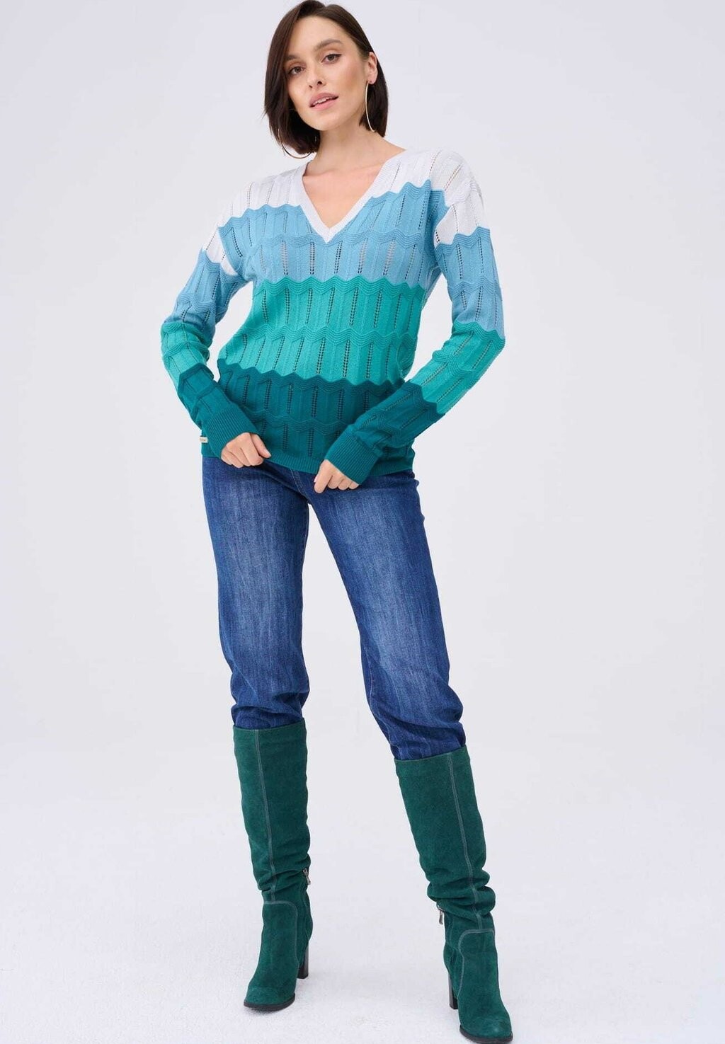 

Свитер вязаный MEDIOLAN BS blue shadow, цвет green light blue white