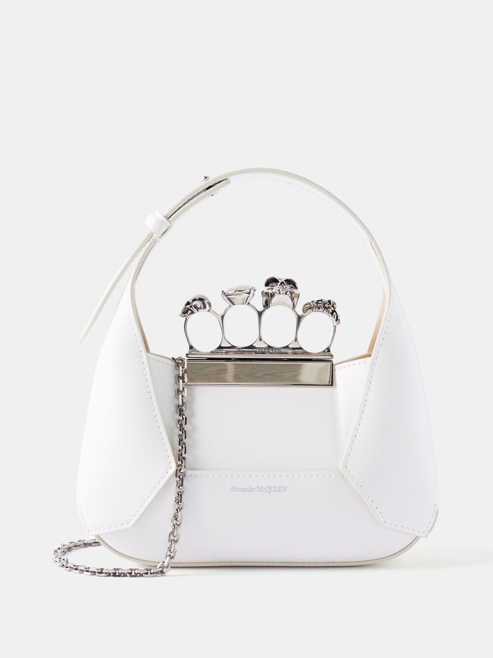 

Миниатюрная сумка на плечо four ring из кристаллов и кожи Alexander McQueen, белый