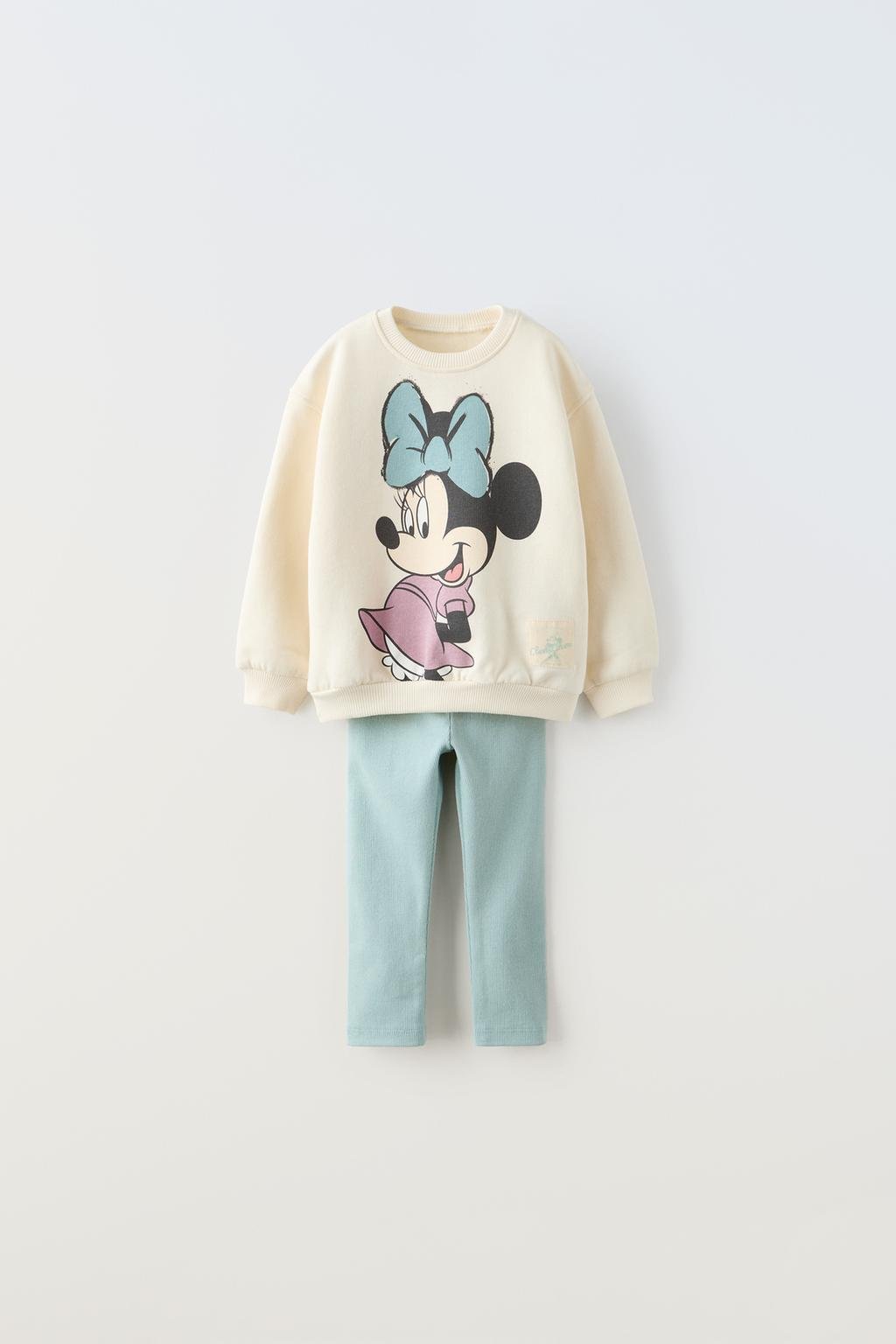 Коордовый свитшот и леггинсы с минни маус disney ZARA, экрю женская толстовка с микки и минни маус disney пуловер с длинным рукавом и круглым вырезом джемпер