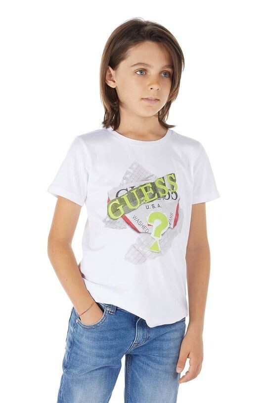 

Детская хлопковая футболка Guess, белый