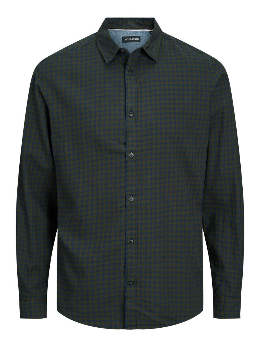 

Рубашка JACK & JONES Slim fit Button Up JJEGingham, цвет Navy/Olive