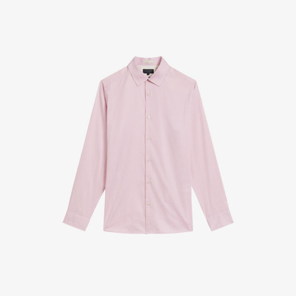 Рубашка Willet из эластичного хлопка с геометрическим микропринтом Ted Baker, розовый