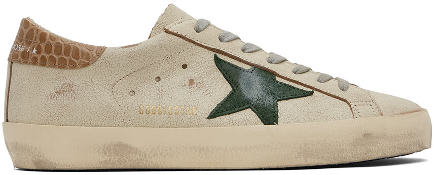 

Бежевые кроссовки Super-Star Classic Белый/Экрю/Зеленый Golden Goose