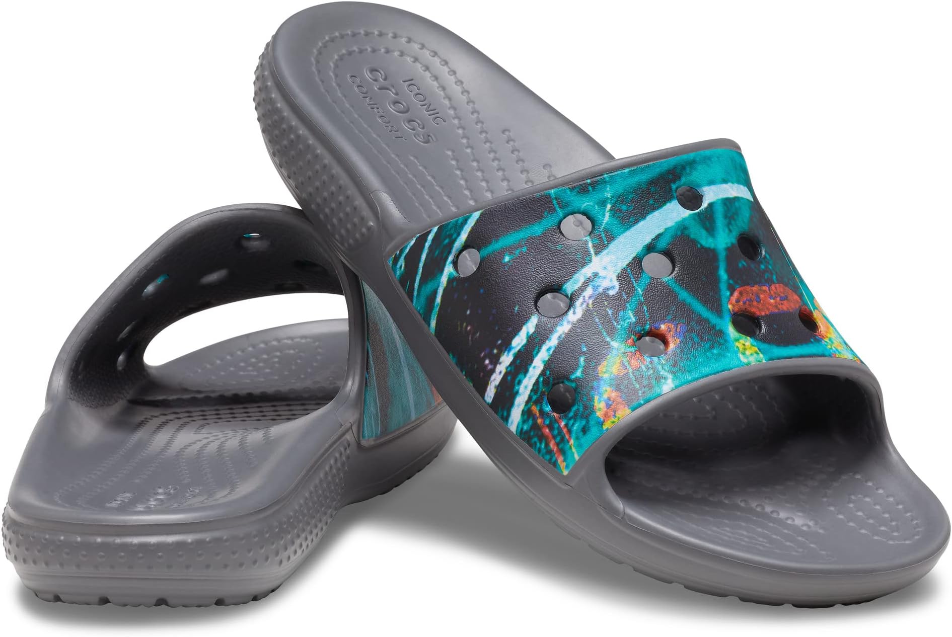 

Сандалии Classic Slide Crocs, цвет Slate Grey/Multi Galaxy