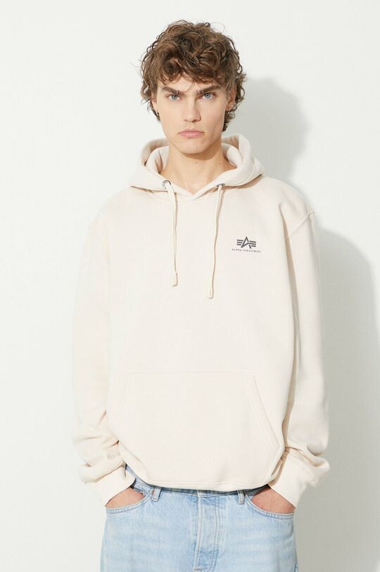 цена Толстовка с маленьким логотипом Basic Hoody Alpha Industries, бежевый