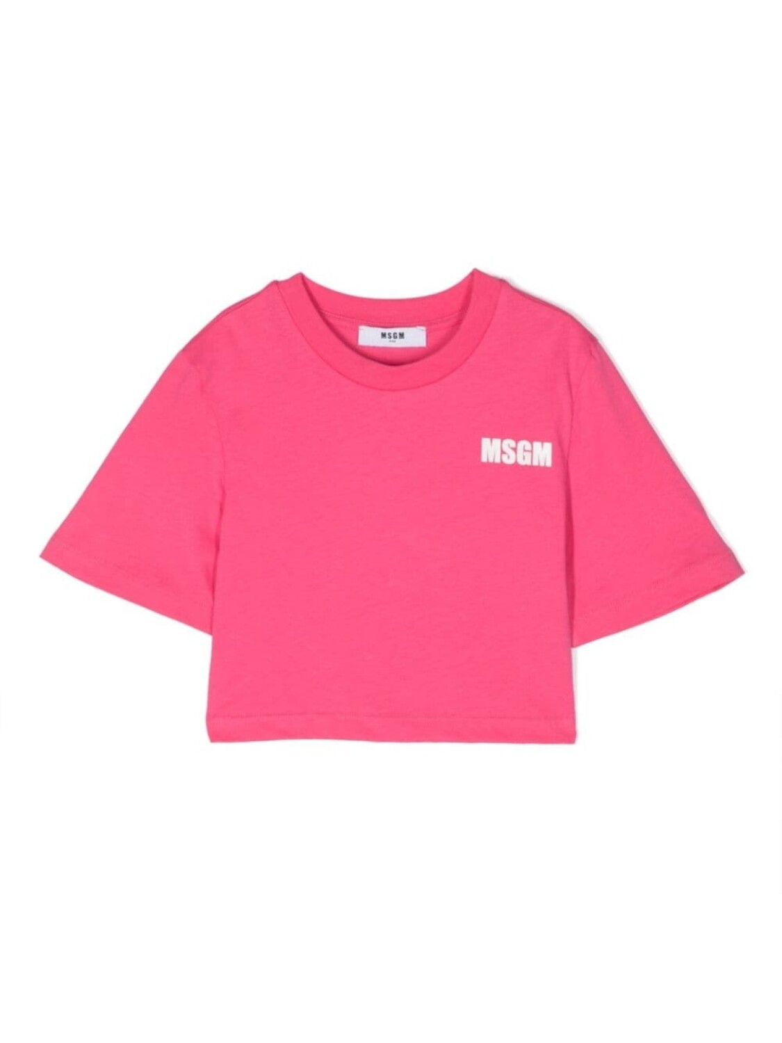 

MSGM Kids укороченная футболка с логотипом, розовый