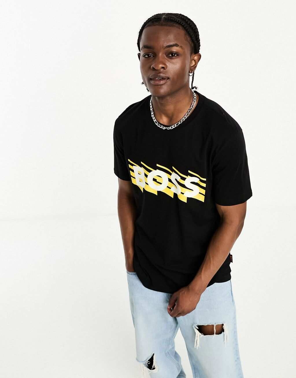 

Черная футболка с логотипом BOSS Orange Tee Rete