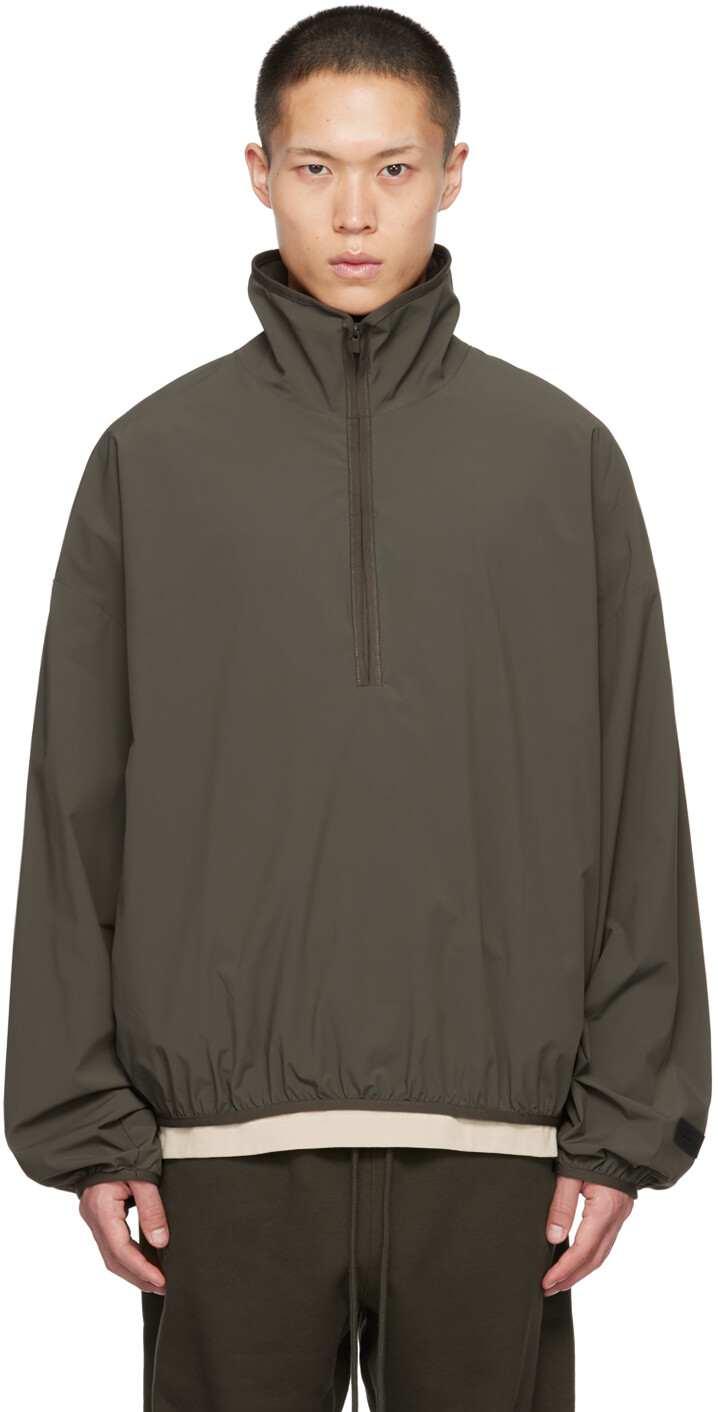 

Серый свитшот на молнии до половины Fear Of God Essentials, цвет Ink