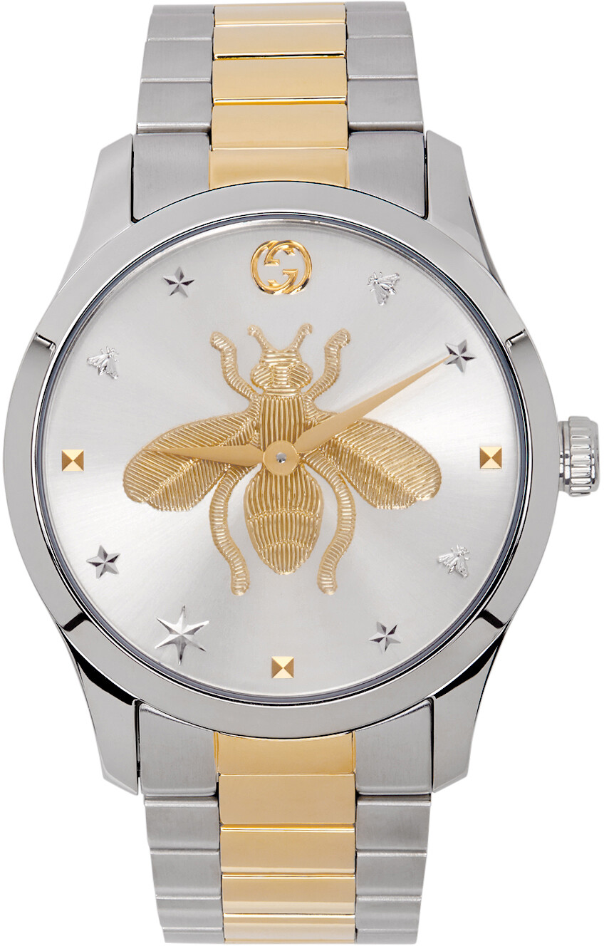 

Серебряные и золотые часы G-Timeless Gucci