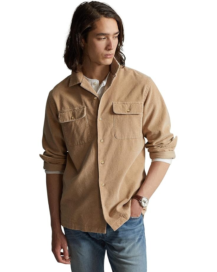 

Рубашка Polo Ralph Lauren Classic Fit Corduroy Camp Shirt, цвет Vintage Khaki