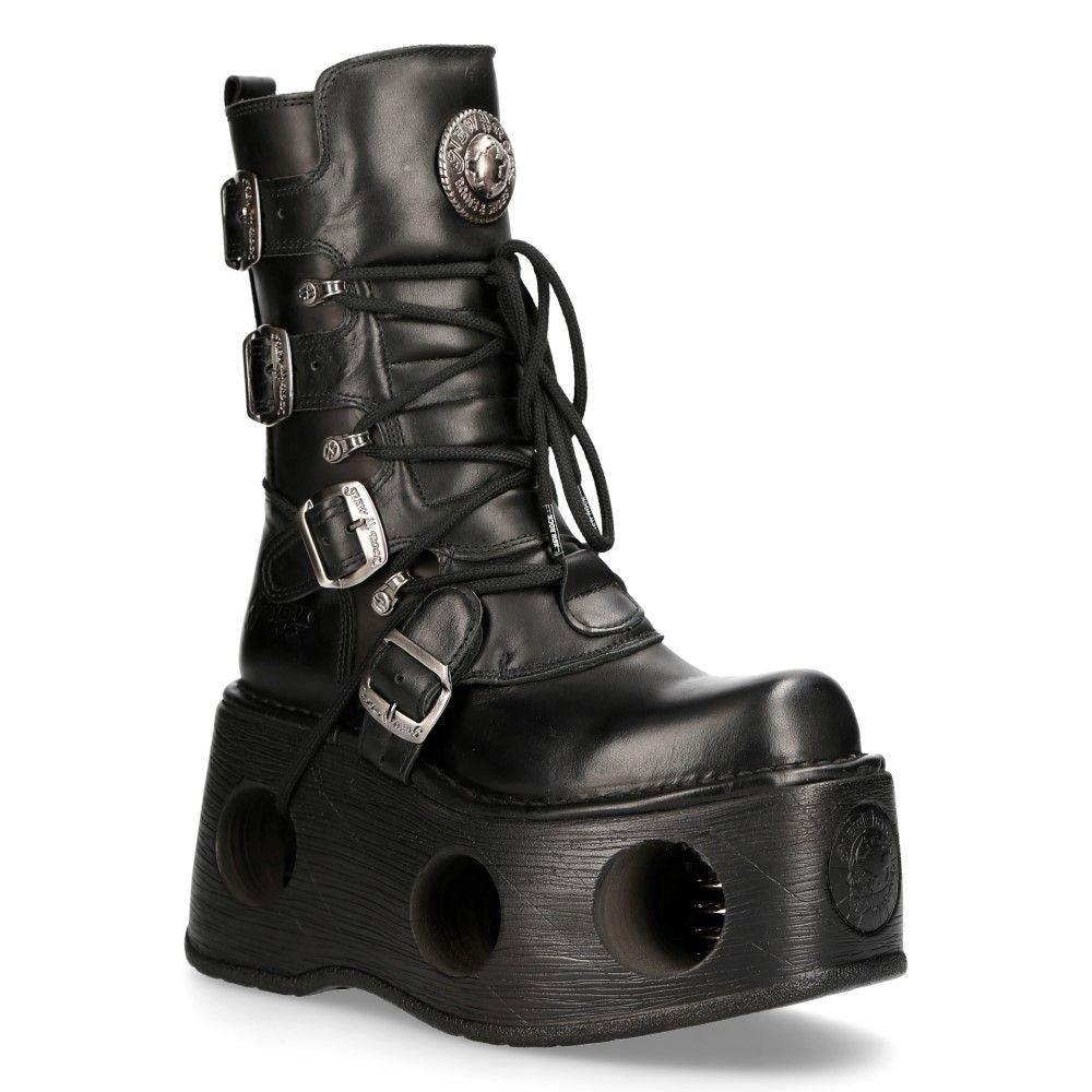 Готические ботинки Neptuno из кожи металлик New Rock-373-S2, черный