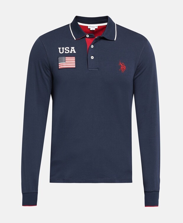 

Рубашка-поло с длинными рукавами U.S. Polo Assn., темно-синий