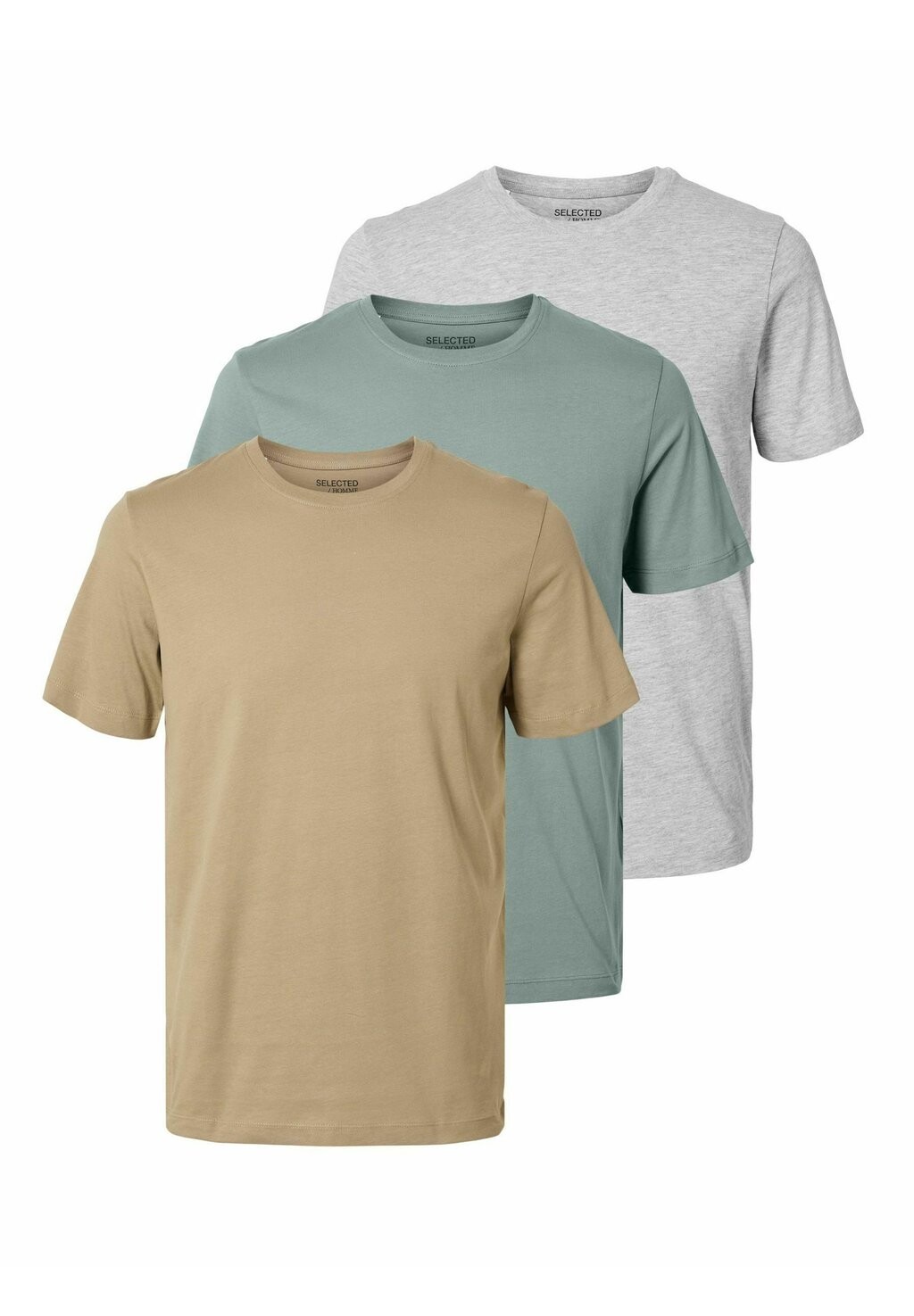

Базовая футболка 3Er-Pack Selected, цвет light grey melange