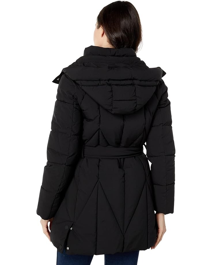 

Пальто Tommy Hilfiger Diamond Quilt Belted Hooded Coat, черный