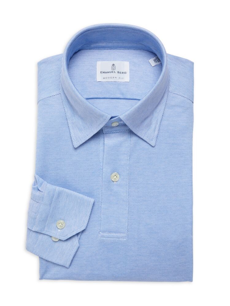 

Классическая рубашка с фактурной отделкой Modern Fit Popover Emanuel Berg, синий