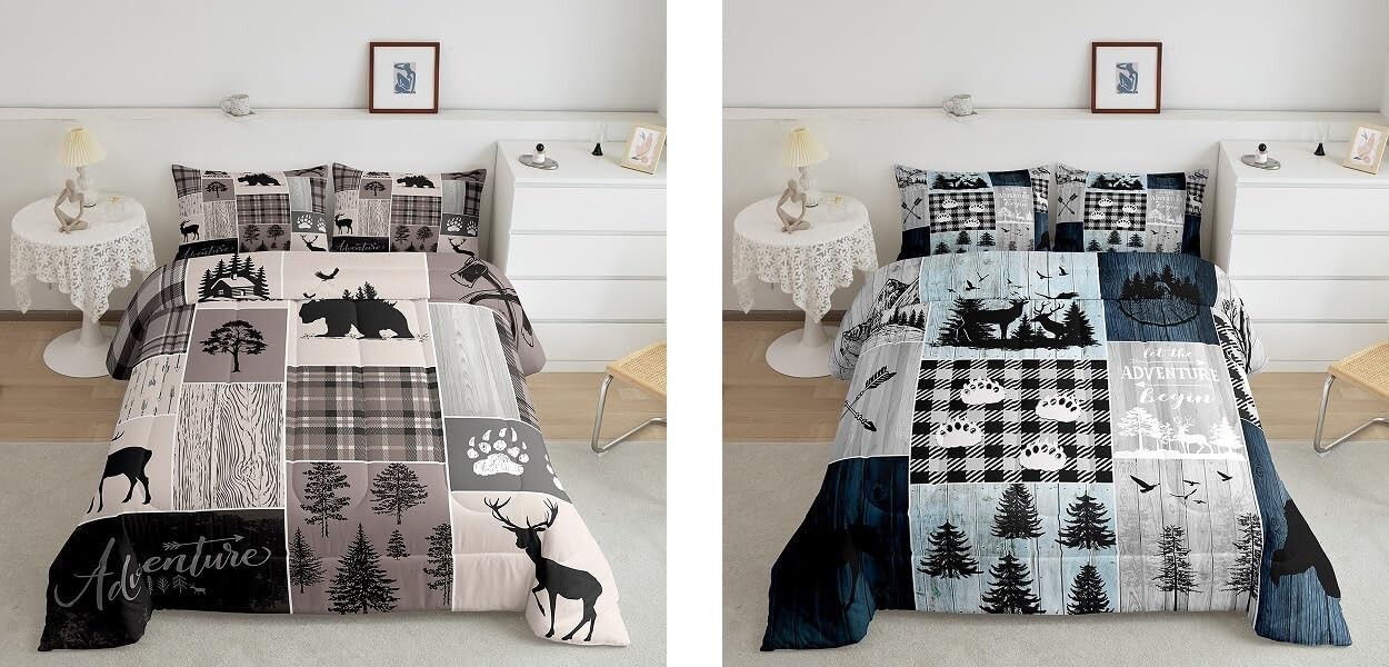 

Erosebridal, 6 предметов, одеяло Bear Deer + 4 наволочки, размер Queen