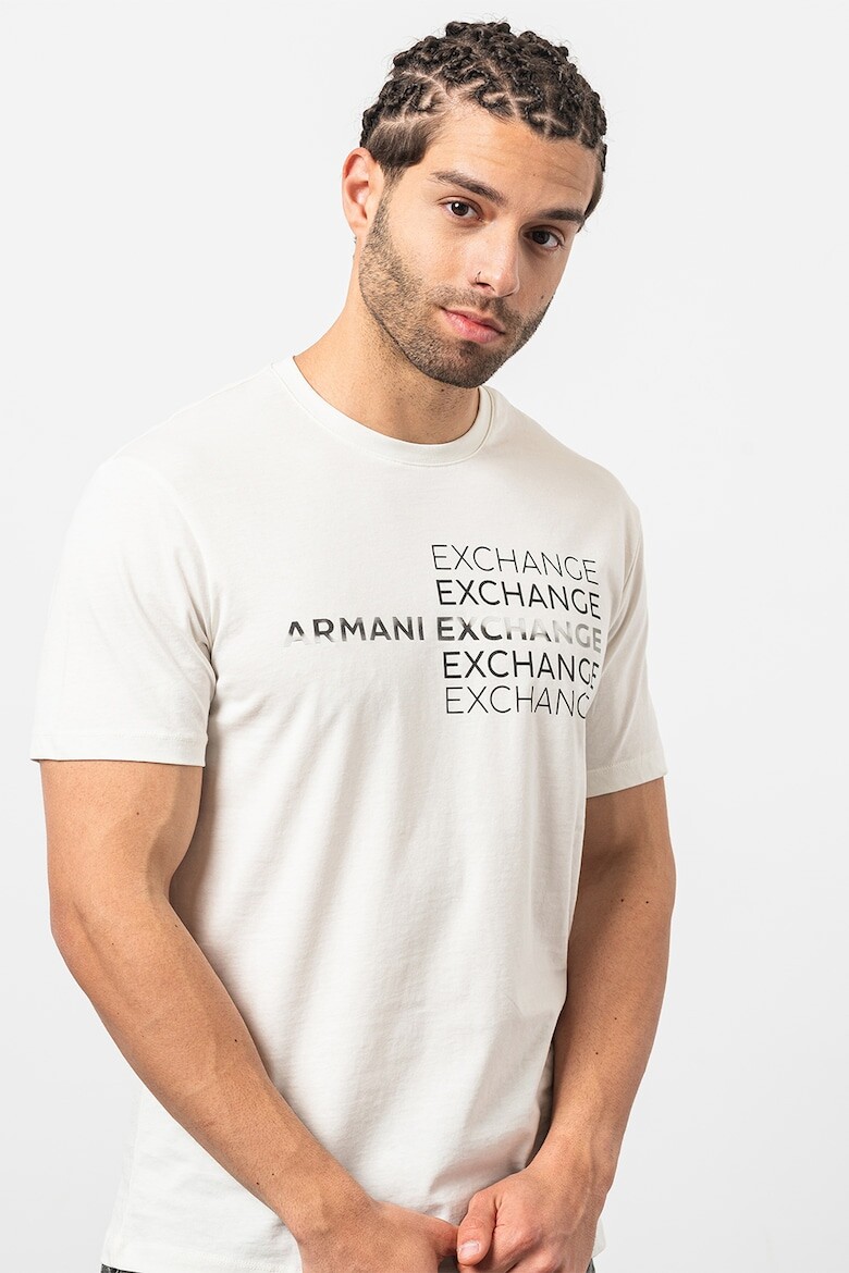

Футболка с овальным вырезом и логотипом Armani Exchange, белый