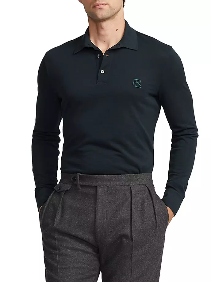 

Шерстяная рубашка-поло с длинными рукавами Ralph Lauren Purple Label, цвет racing green