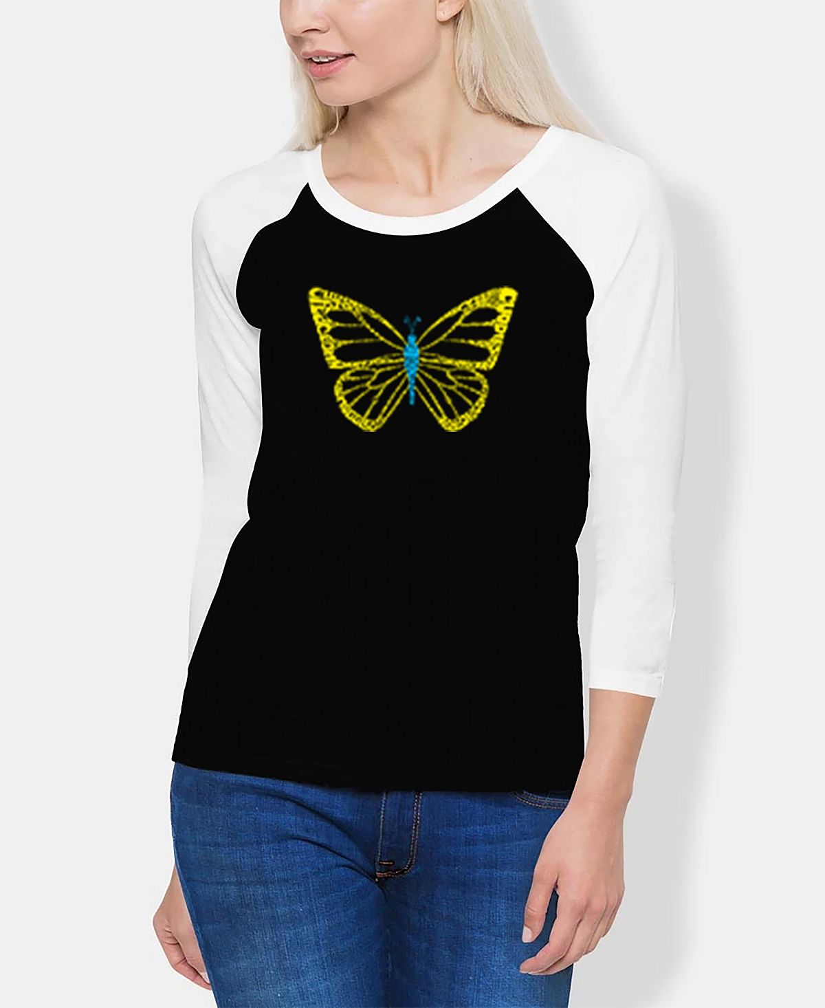 Женская футболка реглан с бабочкой Word Art LA Pop Art