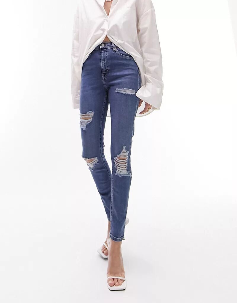 

Голубые рваные джинсы Topshop Jamie