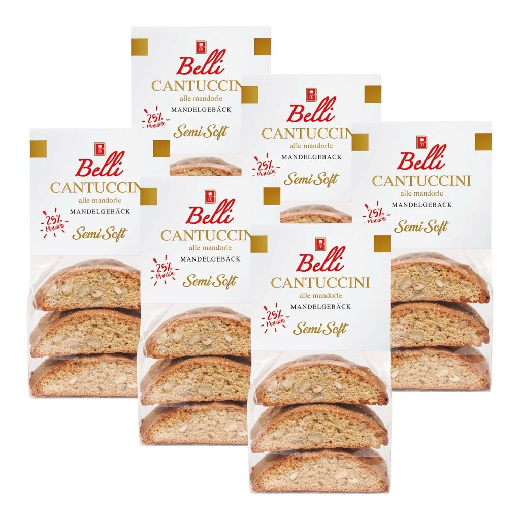 

Belli Cantuccini Semi Soft мандорла 6х200г | мягкое миндальное печенье из Италии | мягкое печенье с миндалем | 200 г расфасованной выпечки Biscottificio Belli