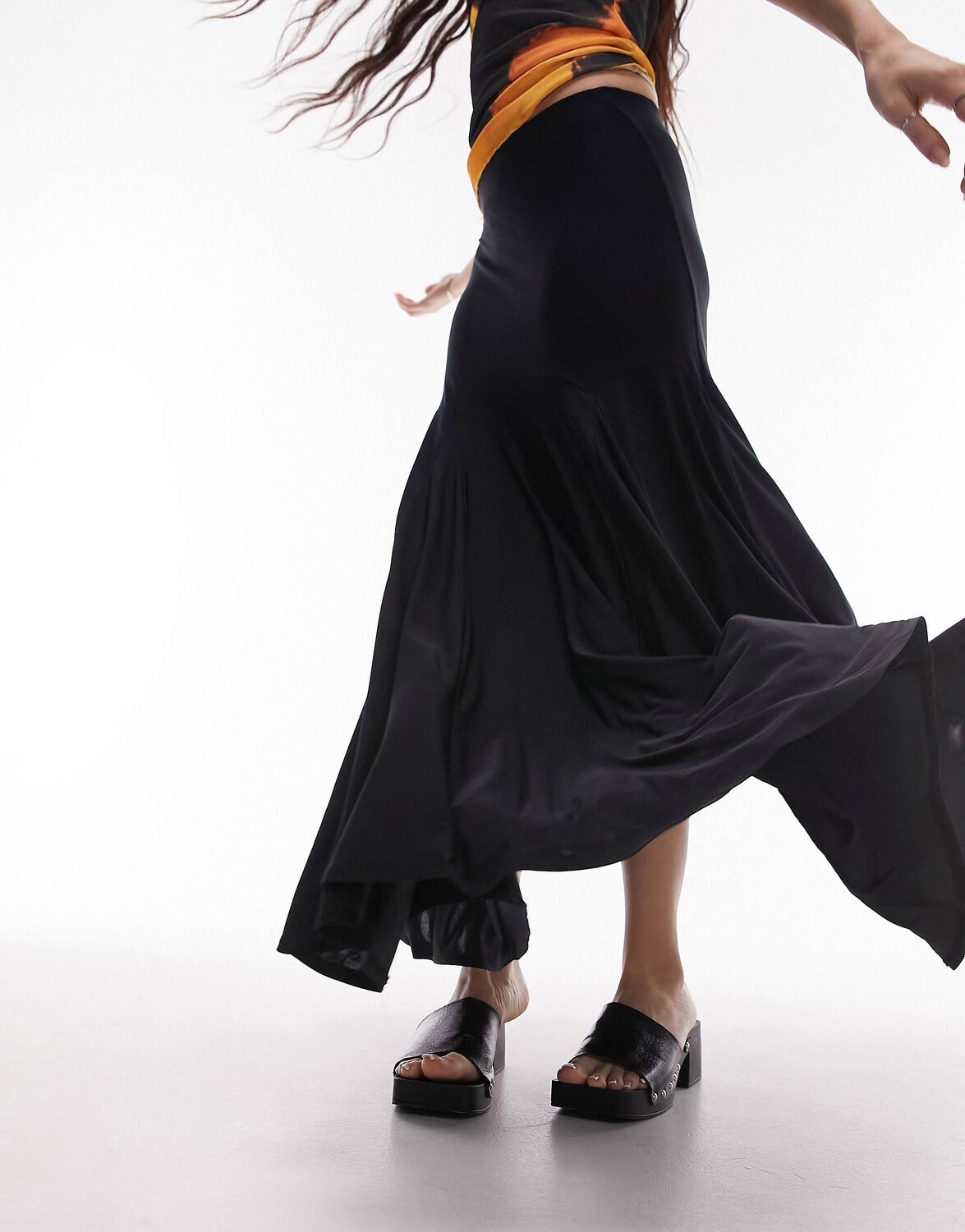 

Черная юбка макси из двухслойного трикотажа премиум-класса Topshop