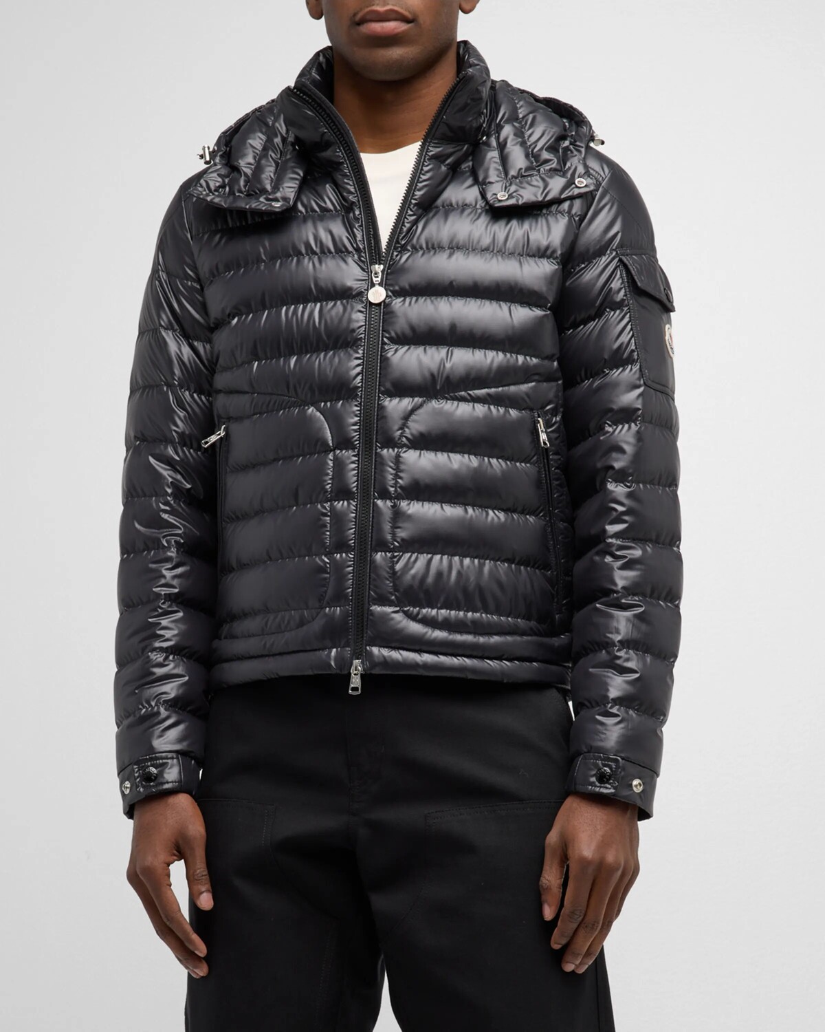 

Мужская стеганая куртка-пуховик Lauros с капюшоном Moncler, цвет Black