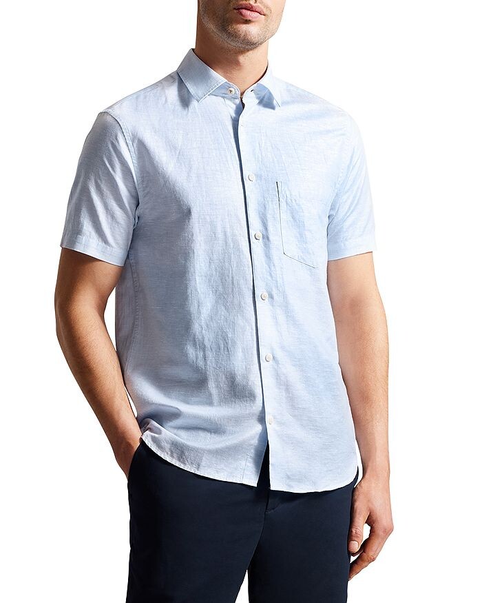 

Рубашка с коротким рукавом из льна и хлопка Kingfrd Ted Baker