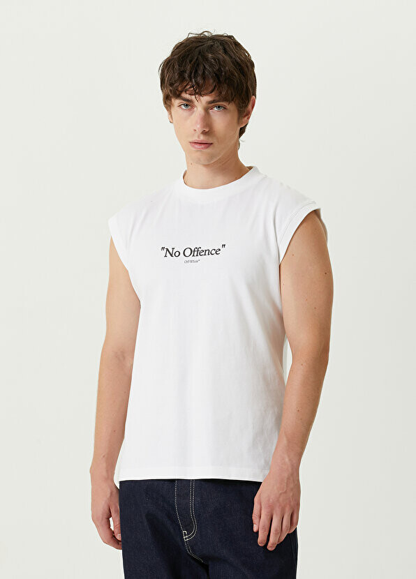 

Белая майка с вышитым логотипом и надписью Off-White