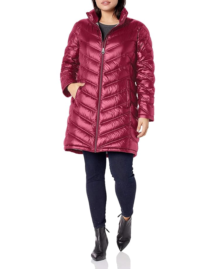 Куртка Calvin Klein Hooded Chevron Packable Down (Standard and Plus), цвет Shine Berry