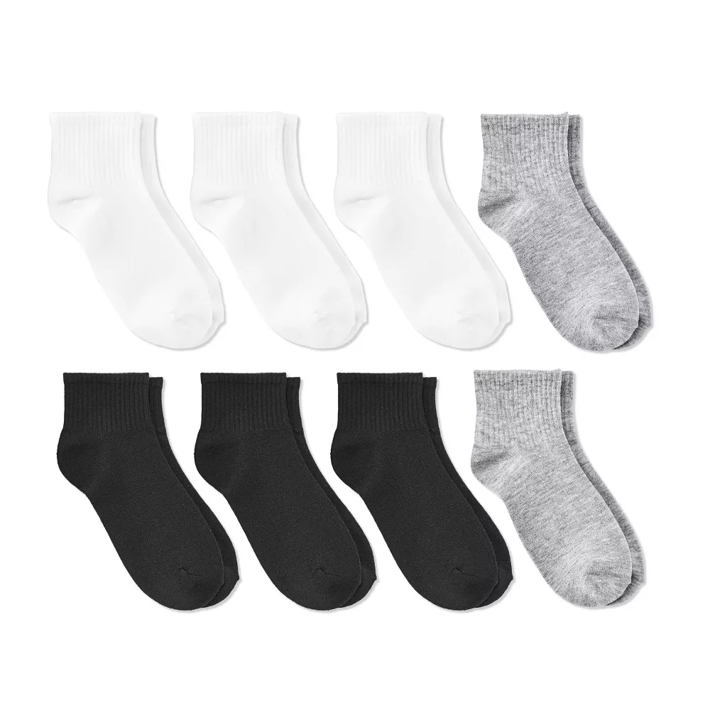 

Женские ребристые носки длиной до щиколотки, 8 пар - Dealworthy, цвет White/Heather Gray/Black