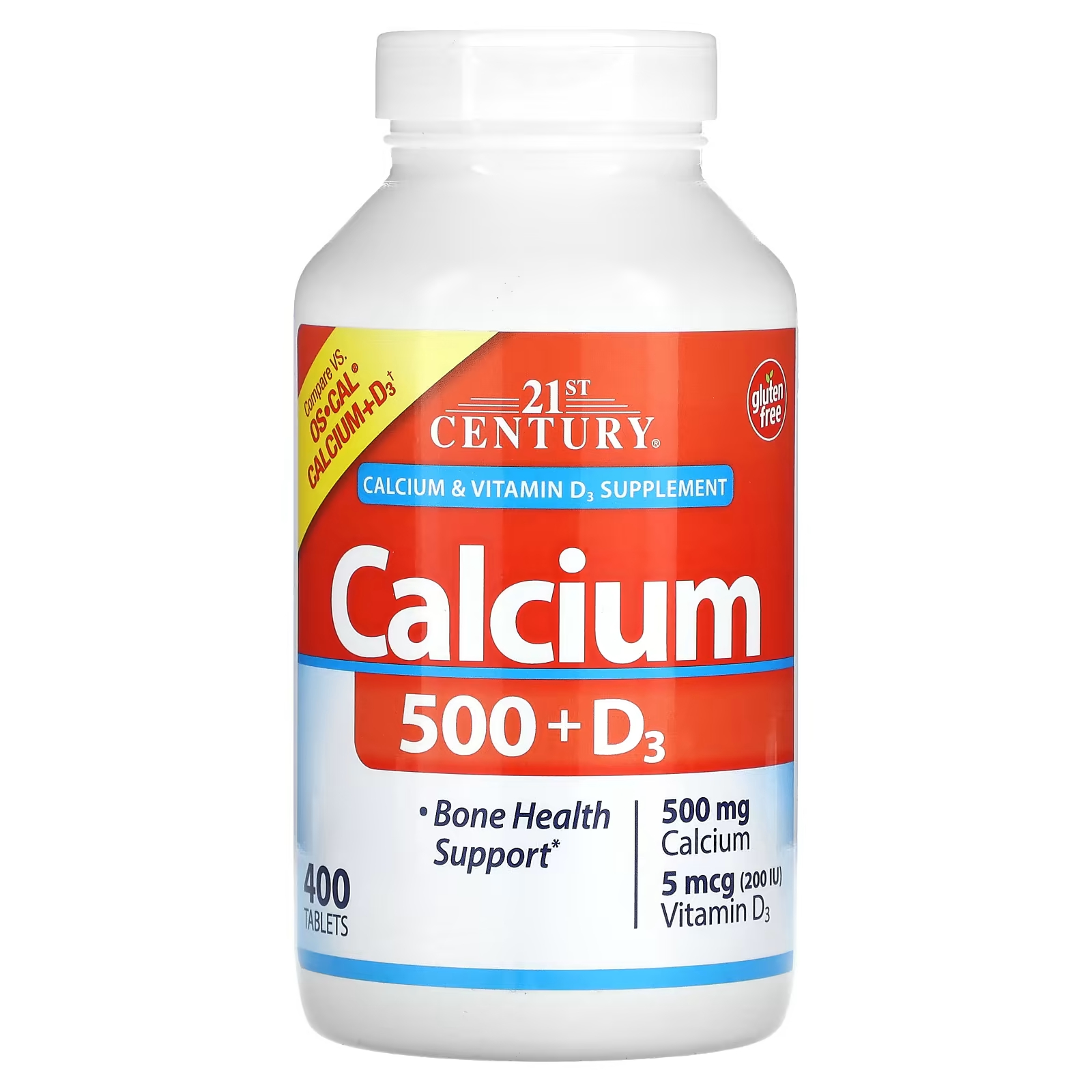 Кальций 500 + D3 21st Century, 400 таблеток citracal добавка с кальцием и витамином d3 маленькие таблетки 100 капсул с покрытием