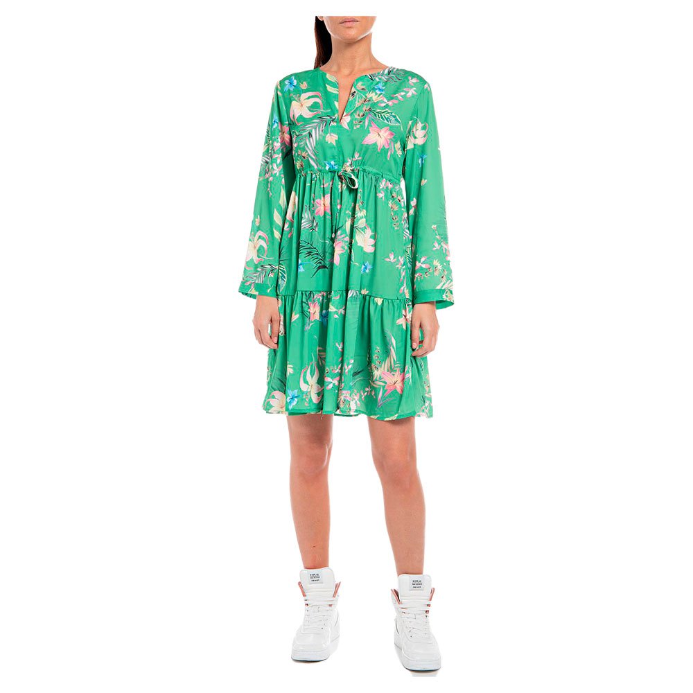 Короткое платье Replay W9602.000.73980 Long Sleeve, зеленый короткое платье rvca meri long sleeve зеленый