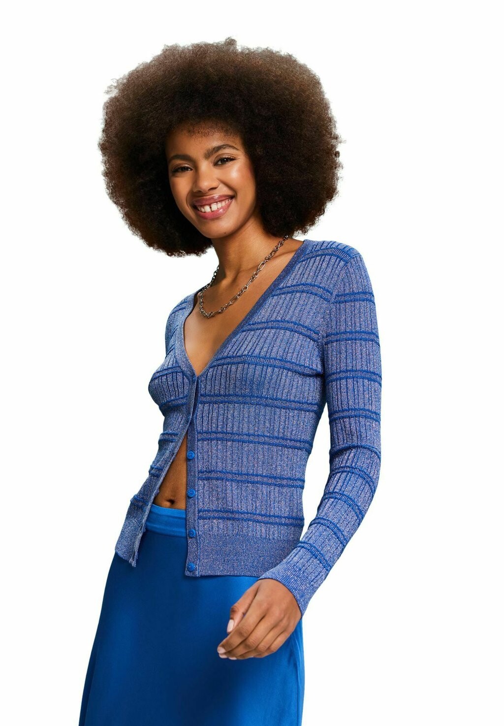 

Кардиган Glitzer- Mit V-Ausschnitt Esprit, цвет bright blue