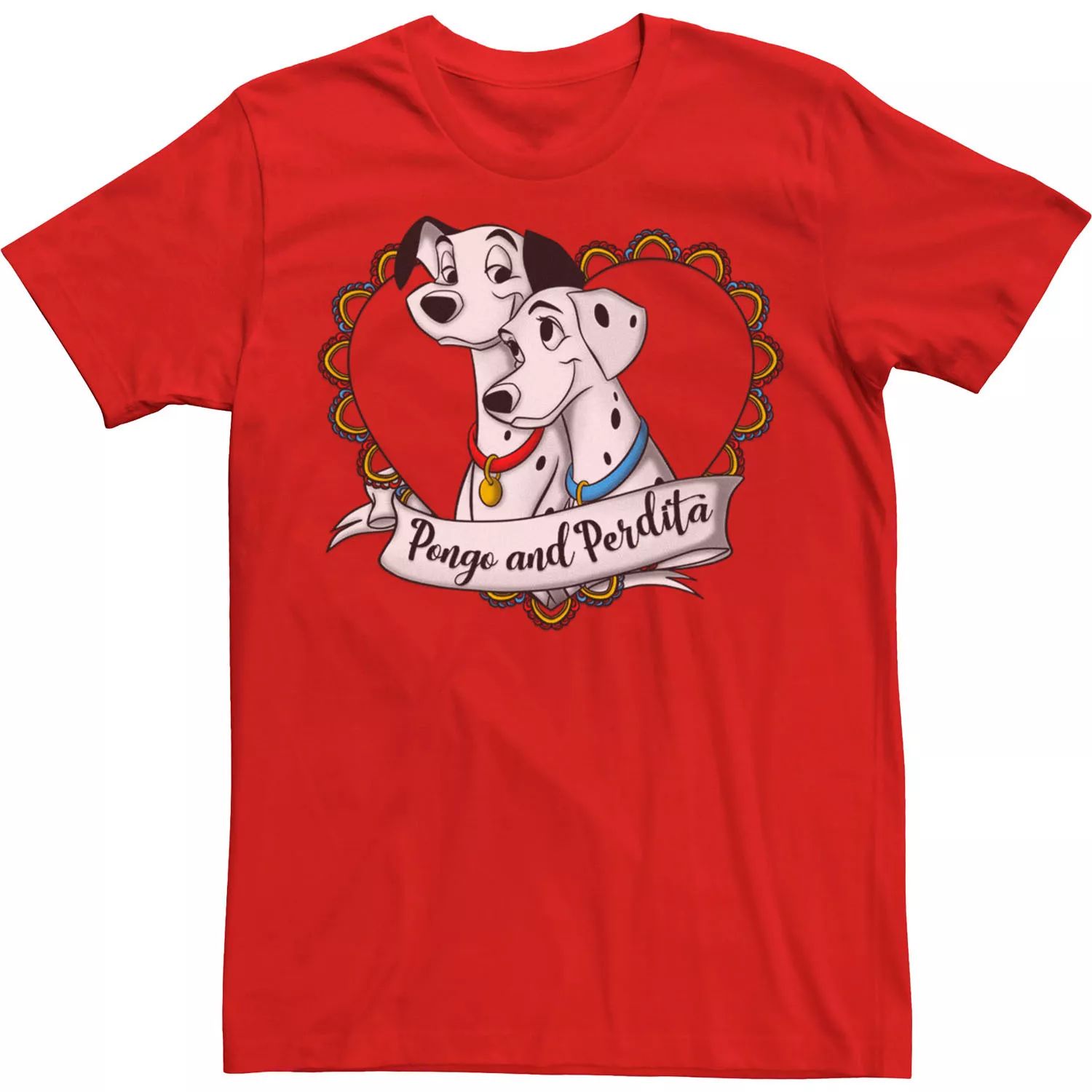 Мужская футболка Disney 101 далматинец Pongo and Perdita с градиентным сердцем Licensed Character, красный мужская футболка собака далматинец s красный