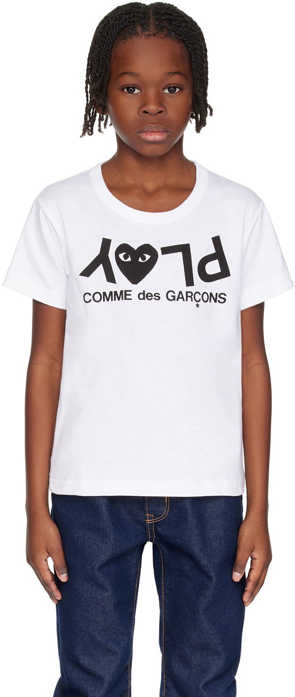 Детская футболка с принтом Comme Des Garcons, цвет White