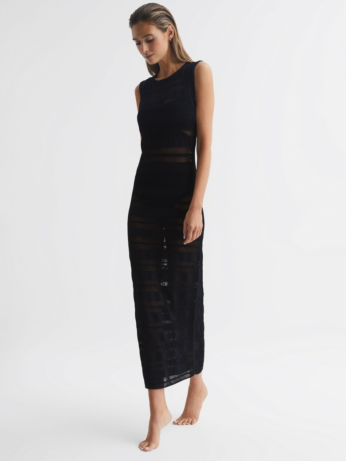 

Вязаное платье миди Reiss Seraphina, черный