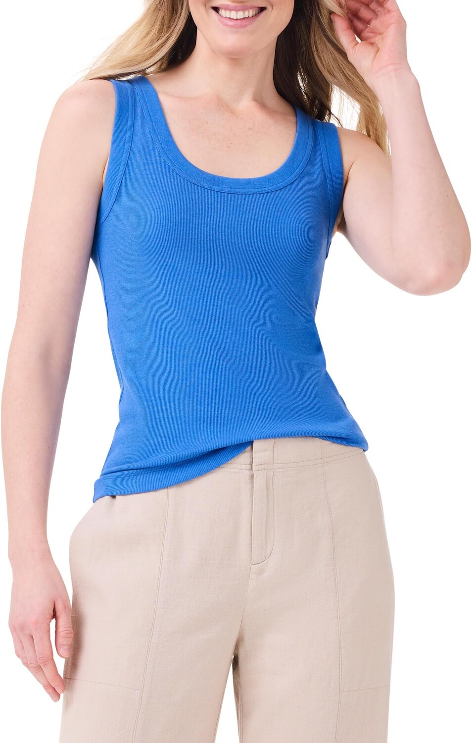 

Топ NIC+ZOE Petite Perfect Knit Rib Scoop Tank, цвет True Blue