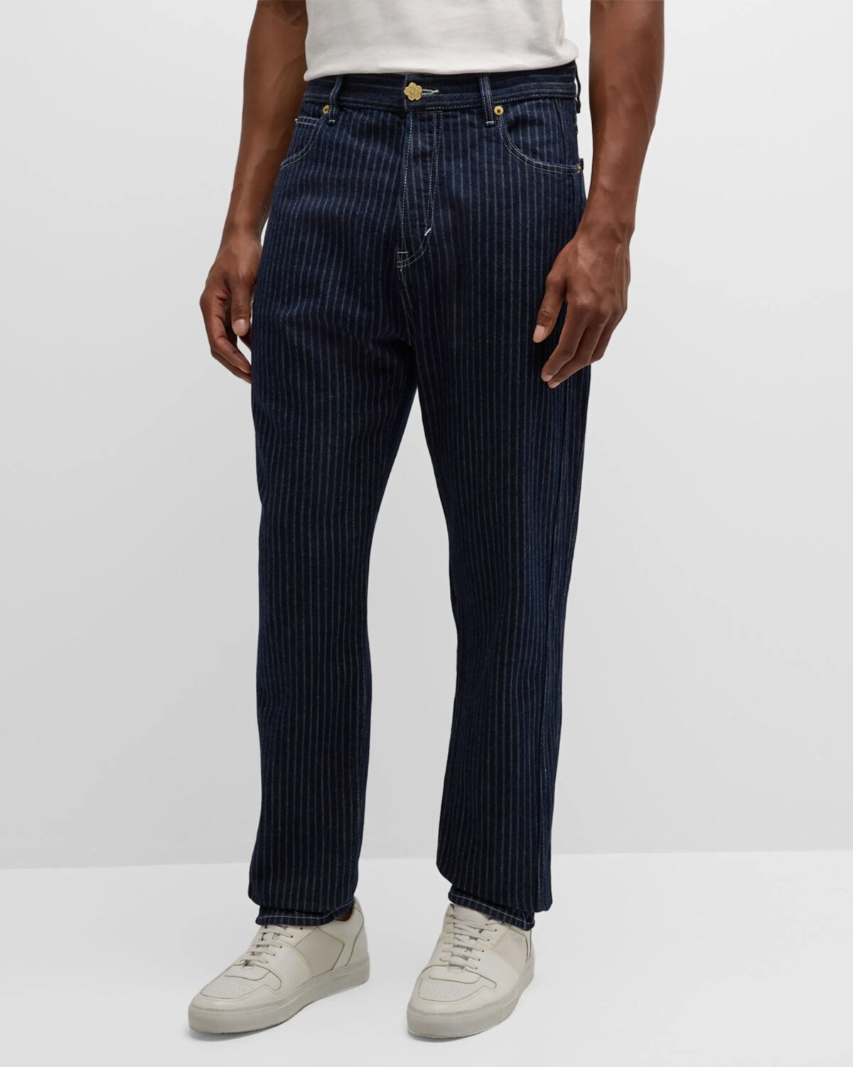 

Мужские зауженные джинсы в полоску из денима Kenzo, цвет Rinse Blue Denim
