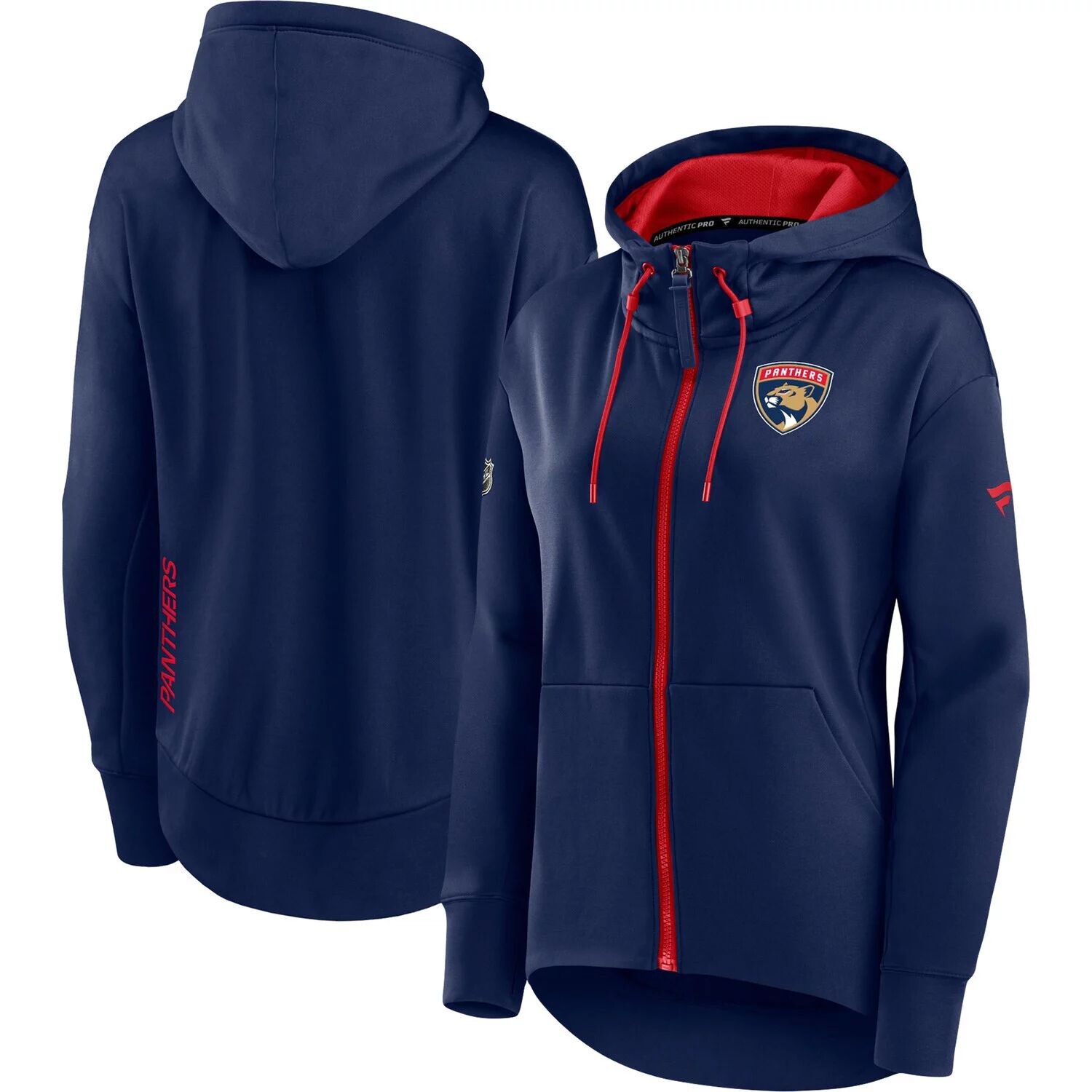 

Женская темно-синяя толстовка с молнией во всю длину с логотипом Fanatics Florida Panthers Authentic Pro Rink Fanatics, Синий