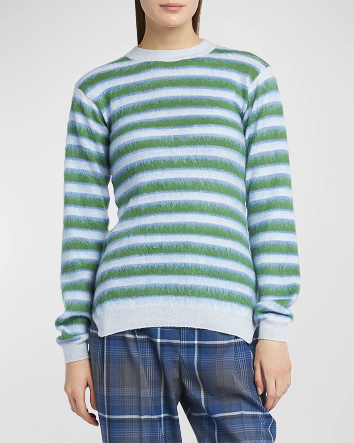 

Полосатый свитер с круглым вырезом Marni, цвет Light Blue
