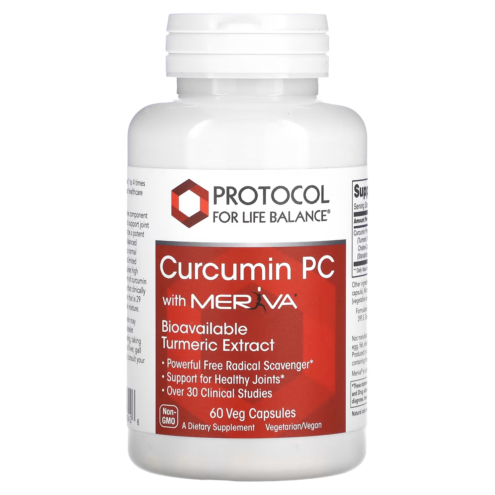 цена Пищевая добавка Meriva Protocol for Life Balance Curcumin PC, 60 капсул